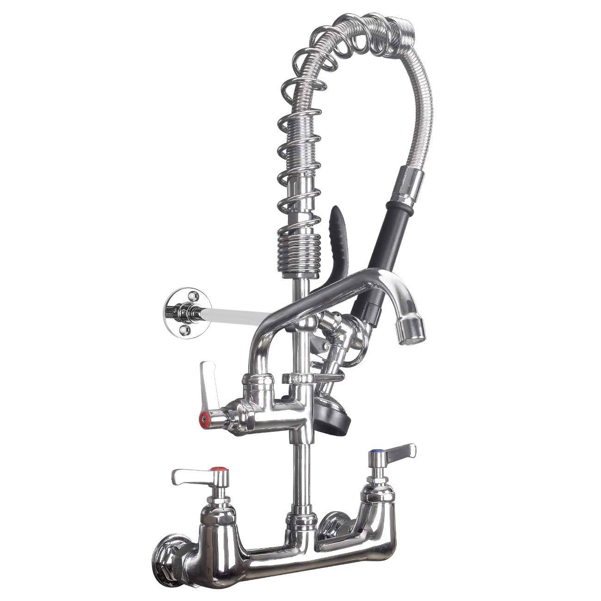 Commercial Wall Mount Kitchen Faucet with Pre-Rinse Sprayer Y59607