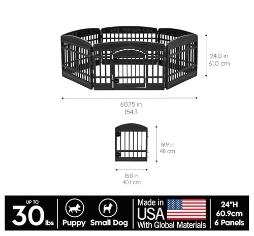 Black 8-Panel Dog Playpen with Door H662