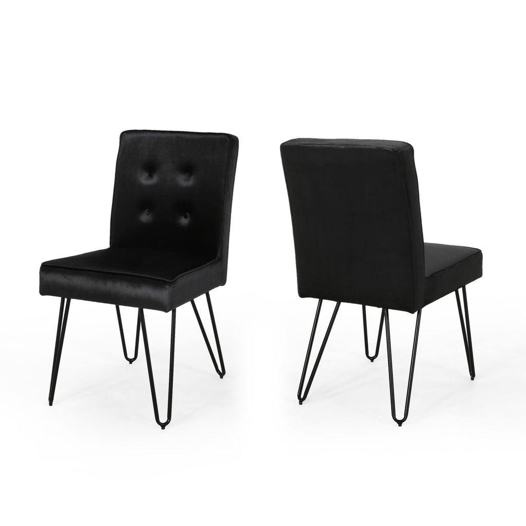 Set of 2 Tufted Velvet Dining Chairs Black X82313