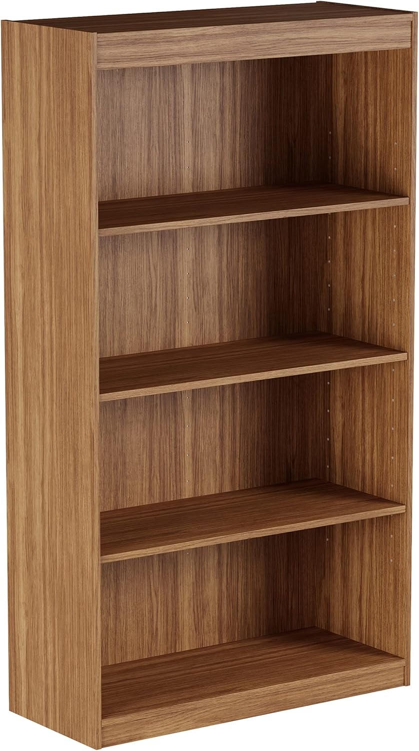 4-Shelf Brown Woodgrain Bookcase T391936