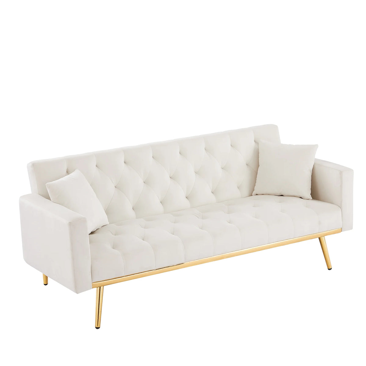 Cream White Convertible Folding Futon Sofa Bed H7294