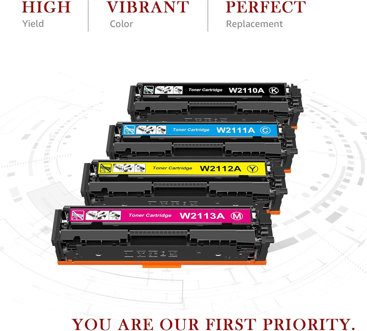 Compatible Toner Cartridge 4-Pack for HP 206A 206X W2110A W2110X V703