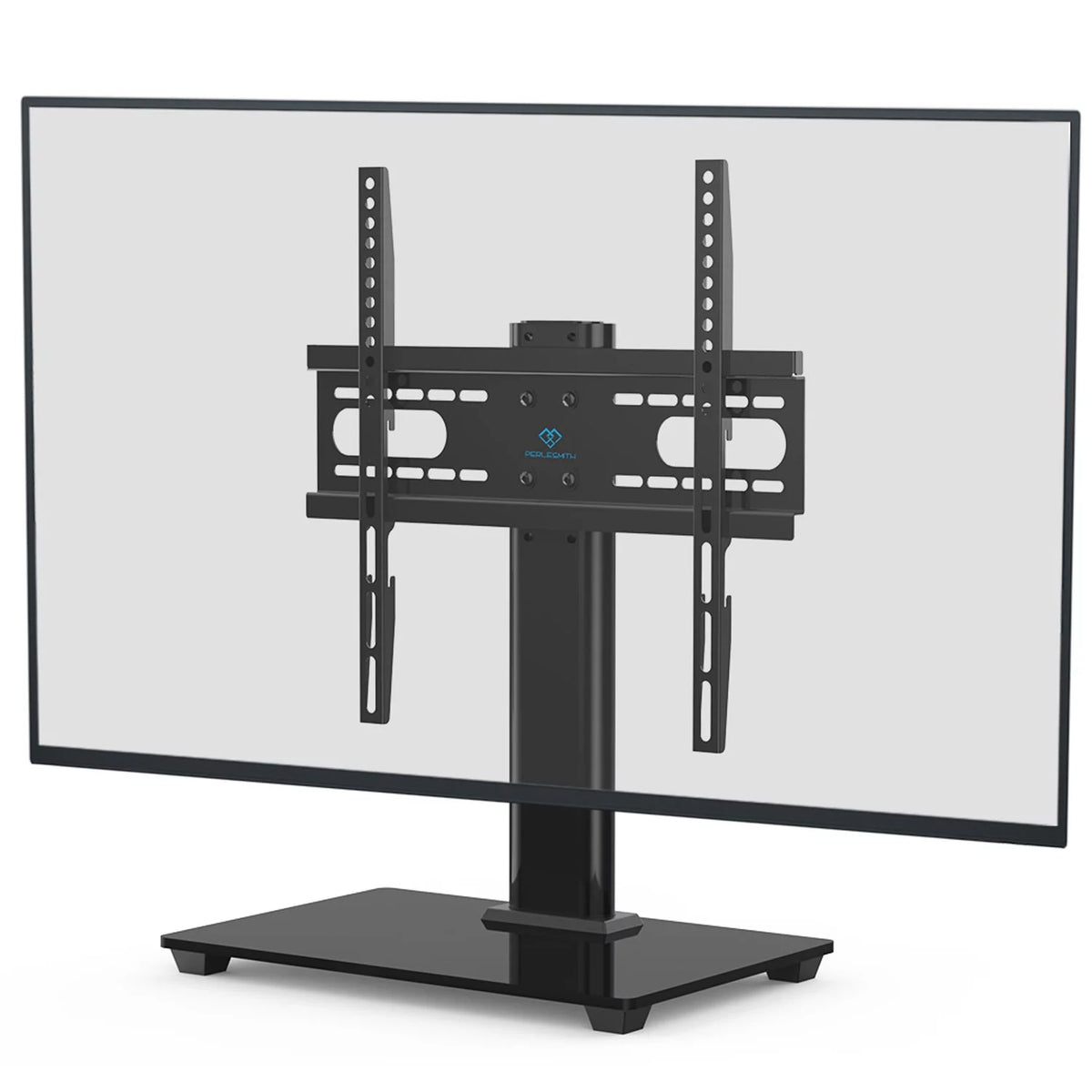 Universal TV Stand for 32-55 Inch TVs Height Adjustable Tempered Glass Base O195