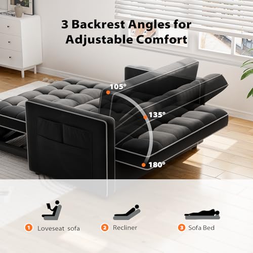 3 in 1 Convertible Sleeper Sofa Bed with USB Ports & Side Pockets M449851