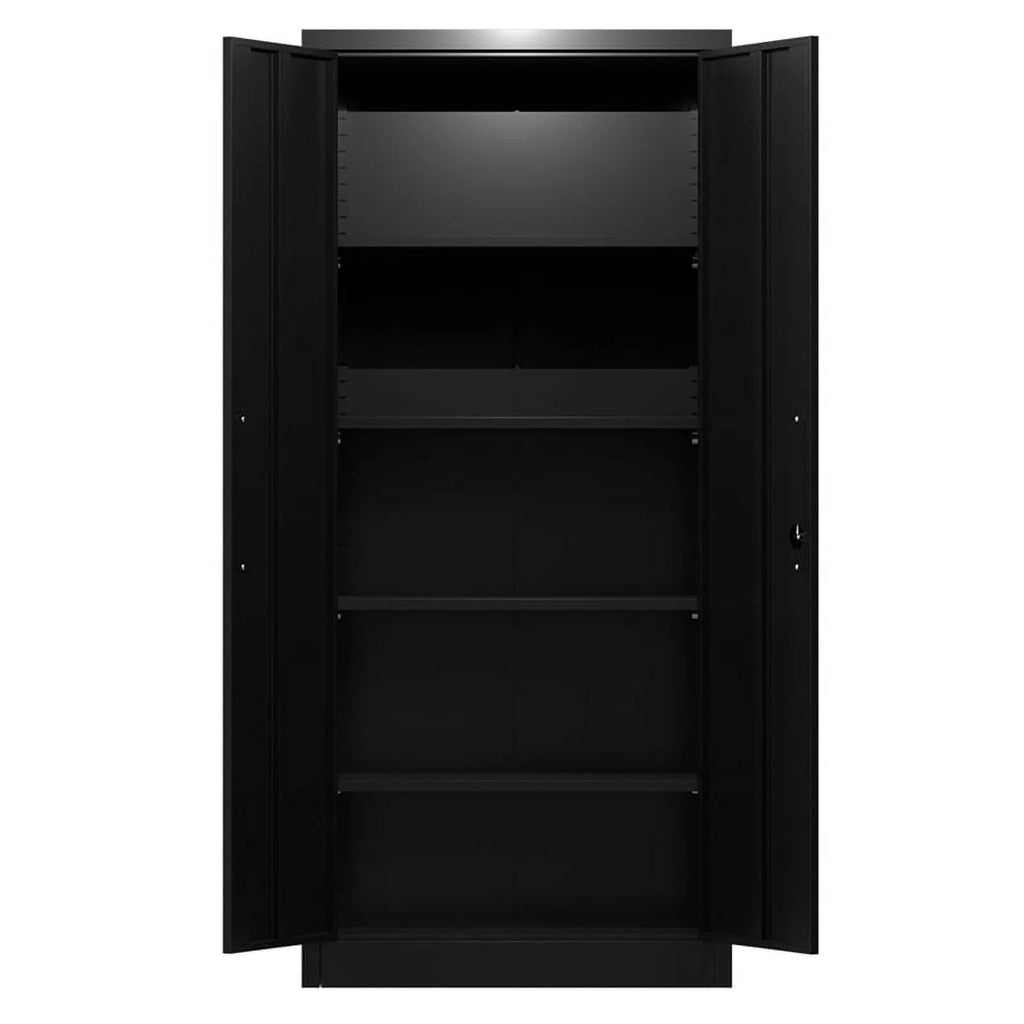 Black Metal Garage Storage Cabinet with Doors and Lock L182362