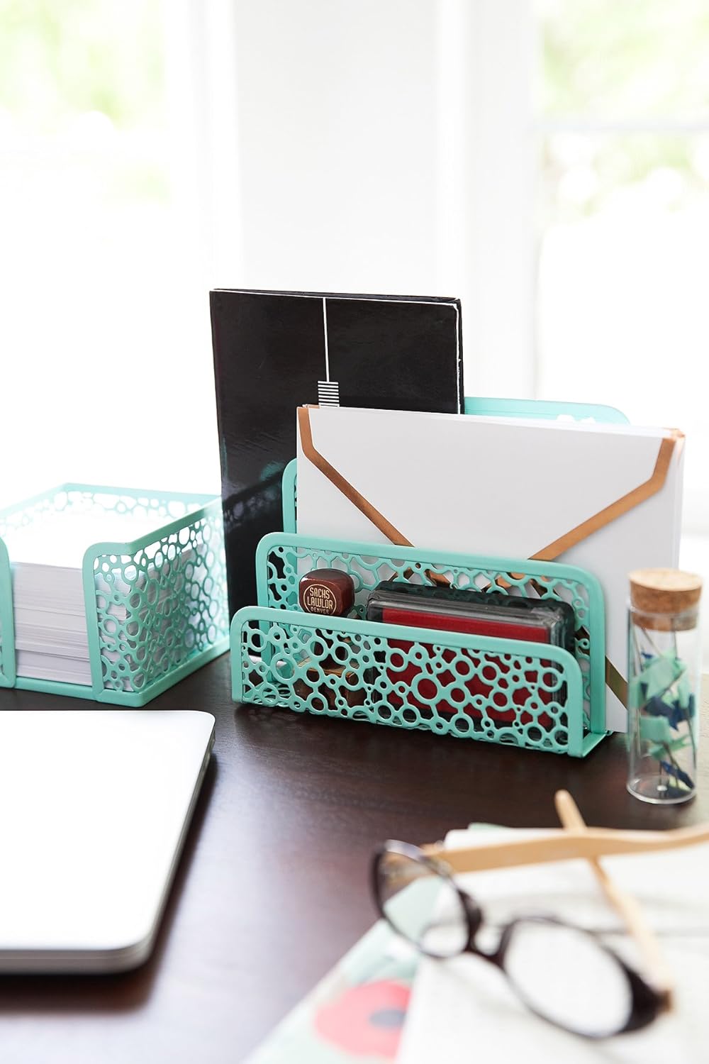 Mint Green 5 Piece Desk Organizer Set Y38471
