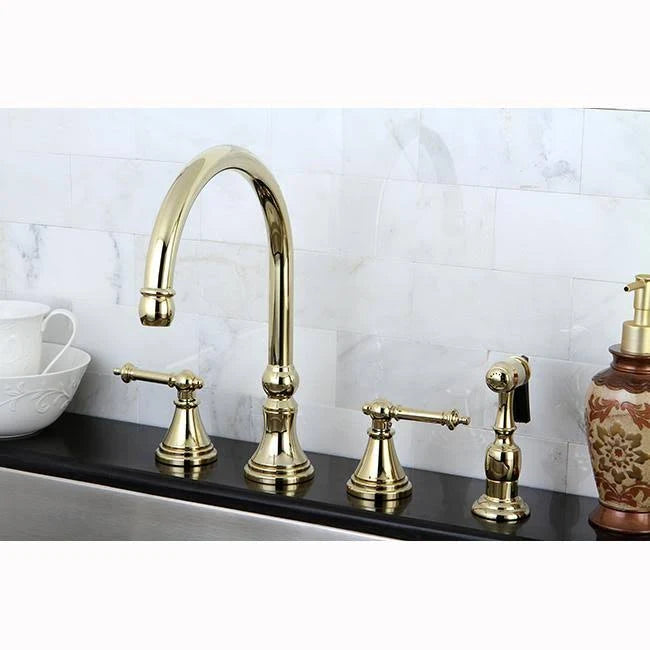 Polished Chrome Kitchen Faucet with Brass Sprayer P2179