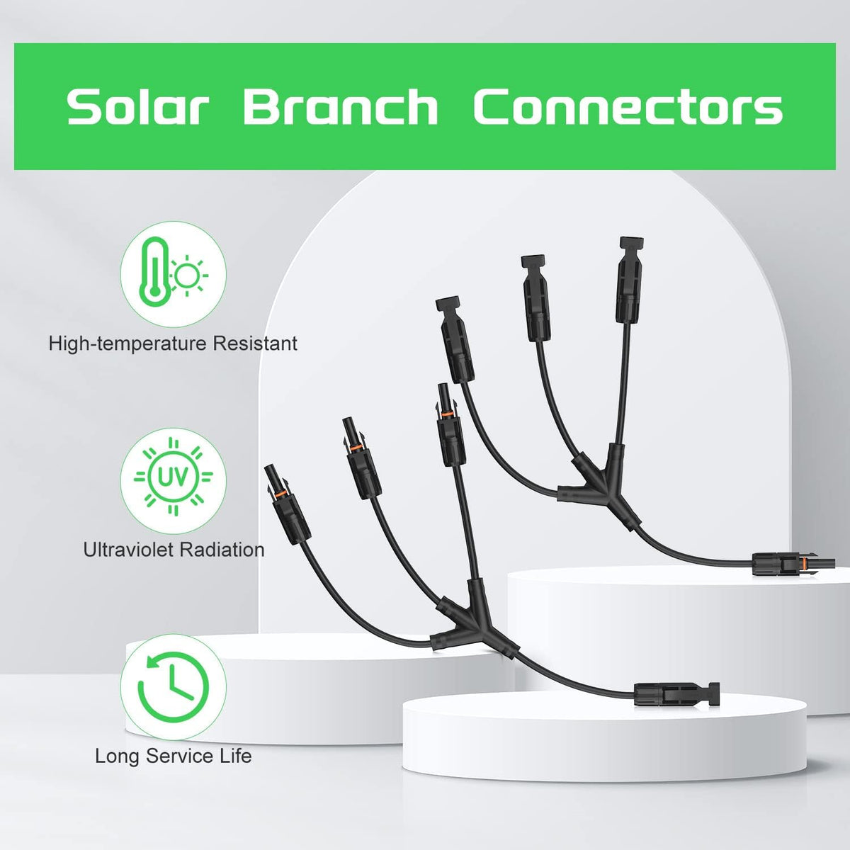 Solar Connectors 30A Y-Branch Cable Parallel Adaptor Pair for Solar Panel, Pack of 2 B9402