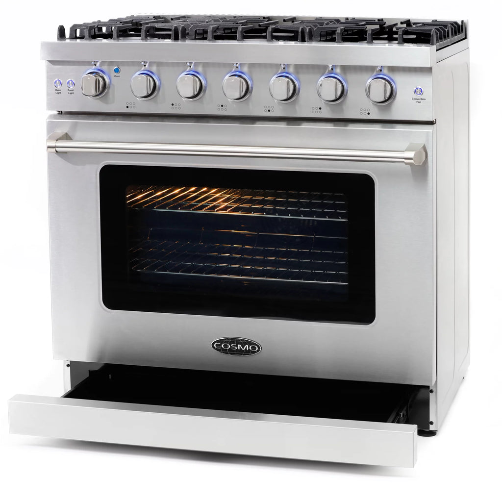 2 Piece Kitchen Appliance Package with 36" Freestanding Gas Range & 36" Island Range Hood I85899