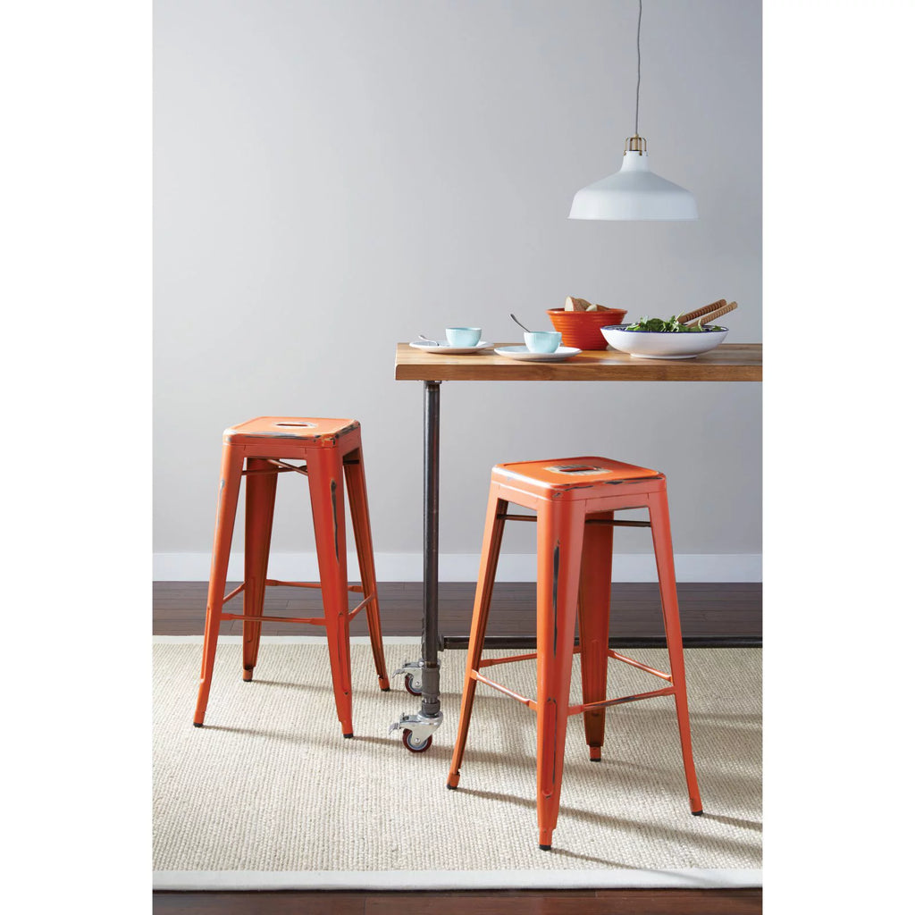 Antique Black Metal Barstools 2-Pack I589114