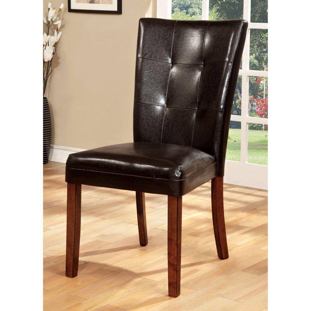 Set of 2 Button Tufted Leatherette Side Chairs N7059