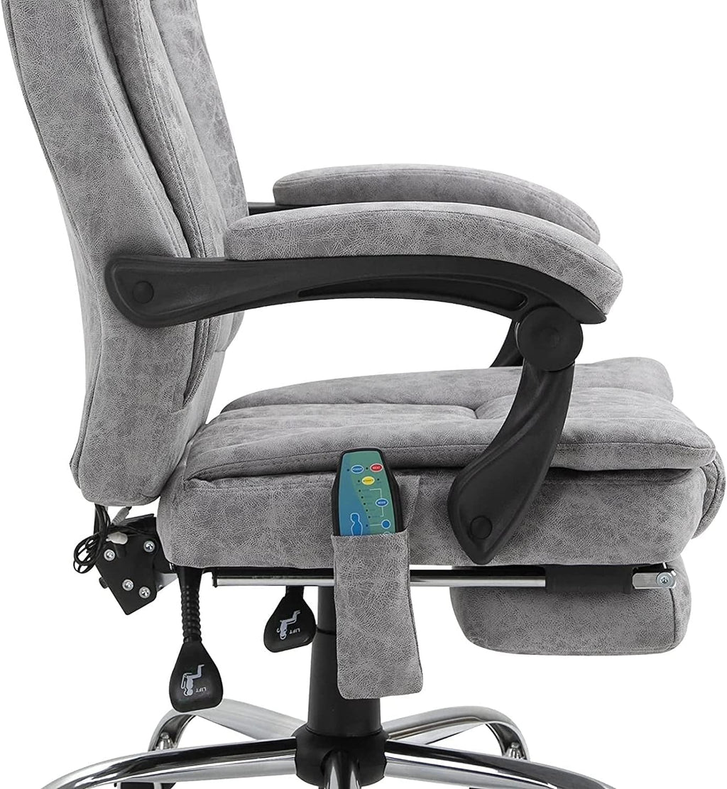 Gray Heated Massage Electric Vibration Reclining Swivel Chair with Pedals Adjustable Back Ergonomic Zero-Gravity Chair P6126