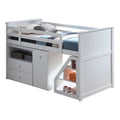 Twin Size Loft Bed with Storage Ladder Chest Swivel Desk in White R289