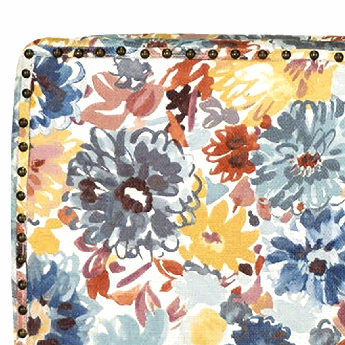 Blue Yellow Brown Floral Polyester Blend Arm Chair G847371