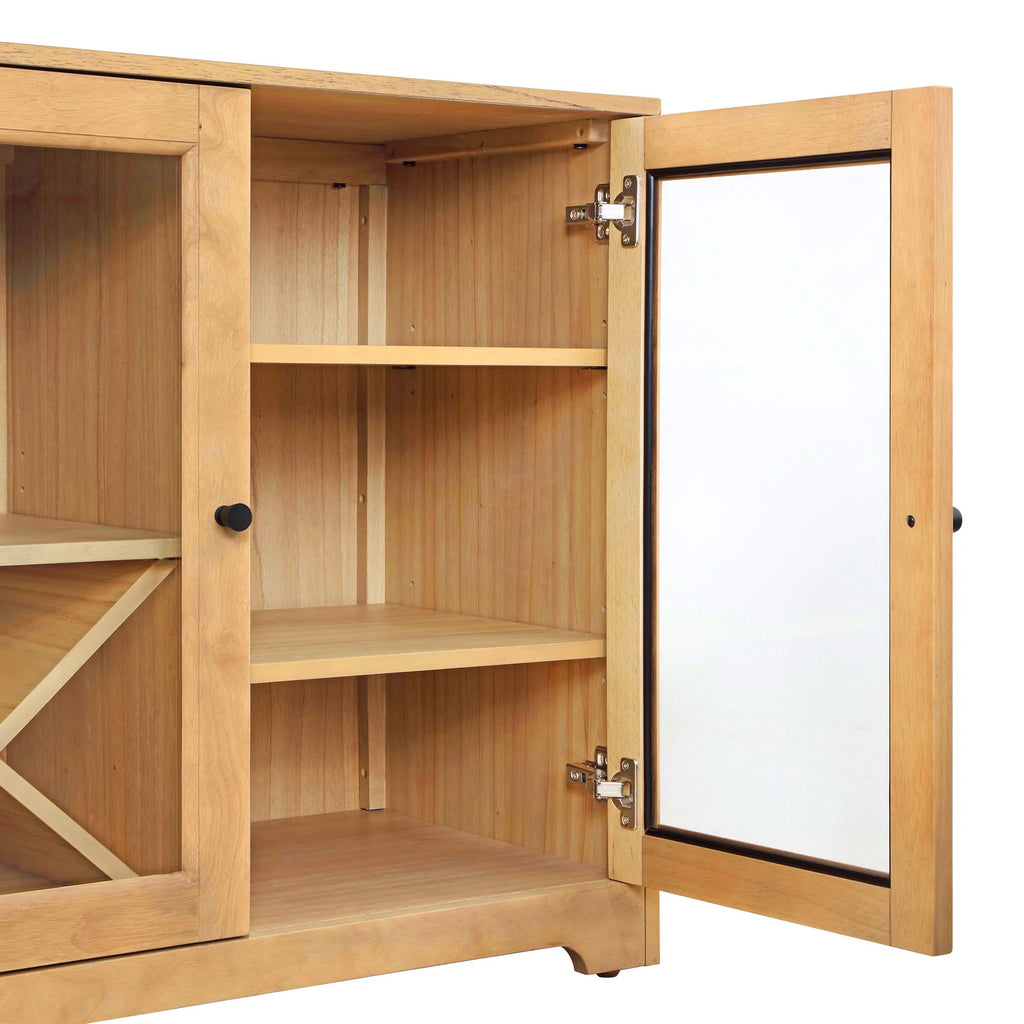 Natural Oak Bar Cabinet with Solid Wood Frame O505
