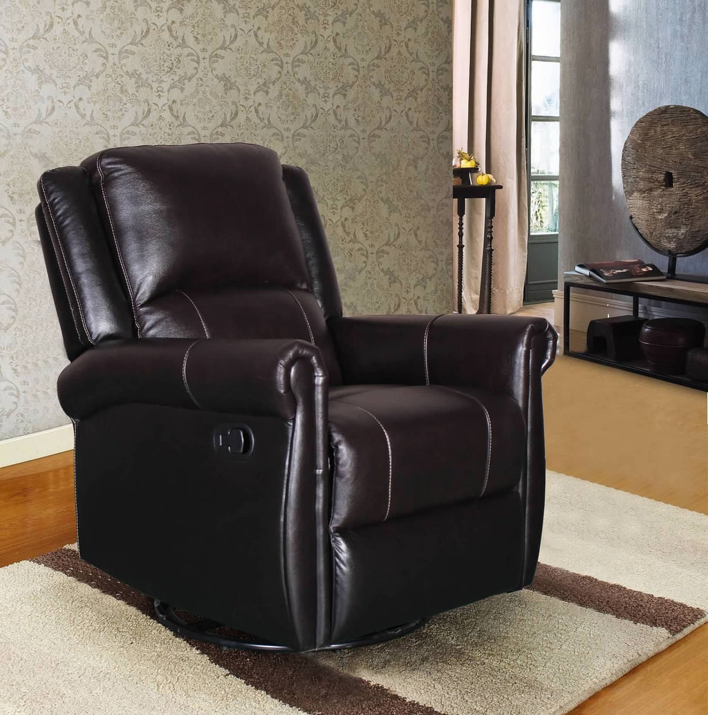 Brown PU Manual Swivel Glider Recliner Chair W99660