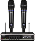 UHF Dual Channel Handheld Wireless Microphone System with 2 Rechargeable Metal Mics and LED Display E1437