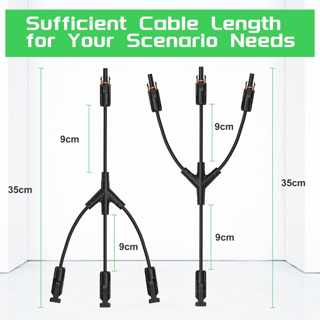 Solar Connectors 30A Y-Branch Cable Parallel Adaptor Pair for Solar Panel, Pack of 2 B9402