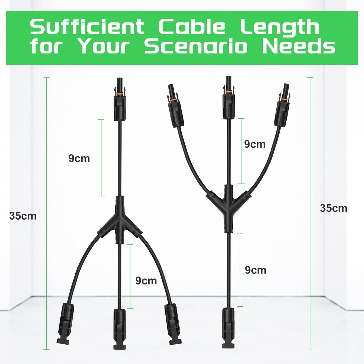 Solar Connectors 30A Y-Branch Cable Parallel Adaptor Pair for Solar Panel, Pack of 2 B9402