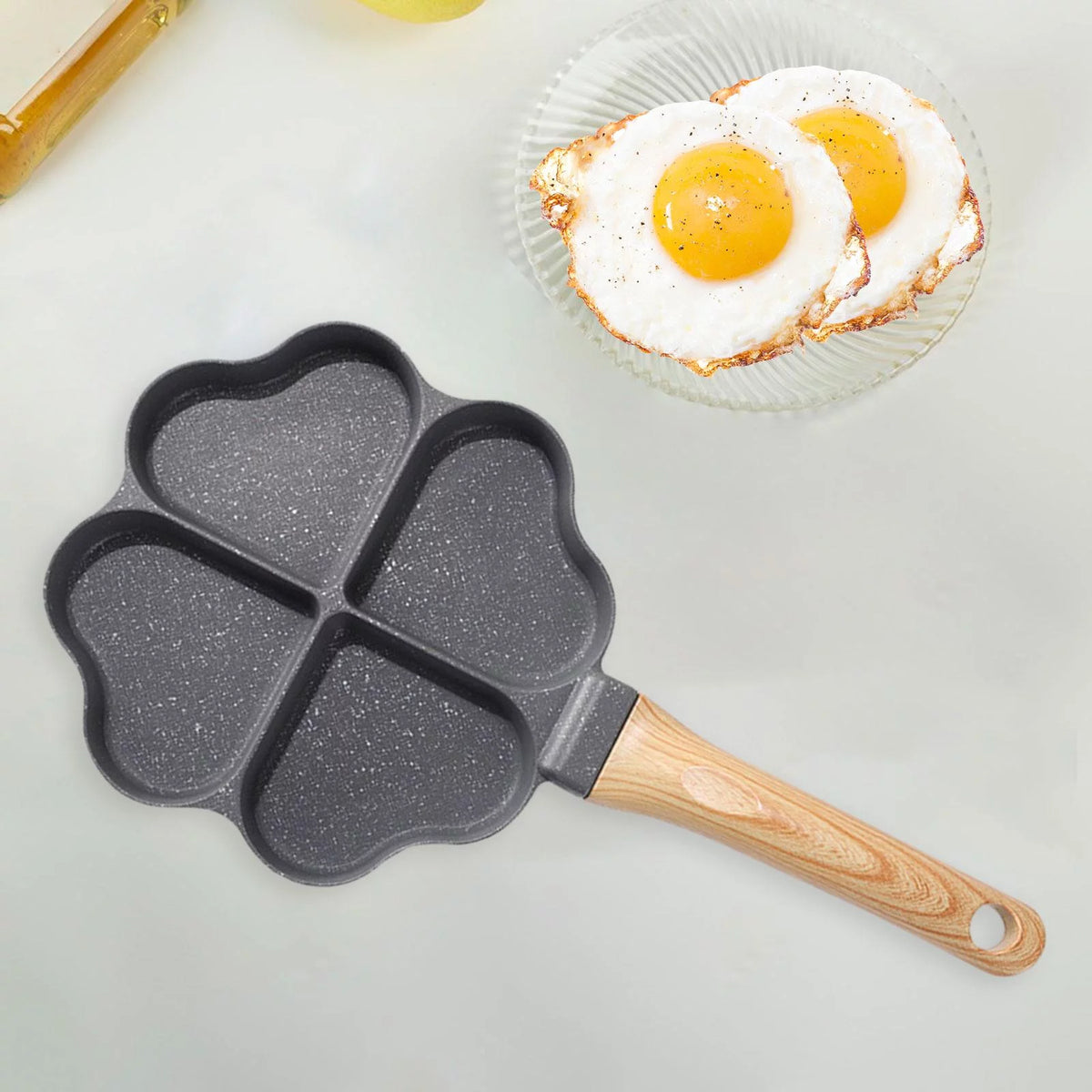 Black 4 Holes Egg Frying Pan X113