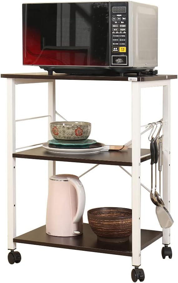 3-Tier Kitchen Baker's Rack with Storage, Black Brown S396