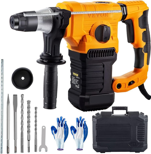 0.67" 9.5 Amp Corded Concrete Breaker, 1050W Jack Hammer with Flat and Point Chisel Bits & Case, Pack of 2 I1915
