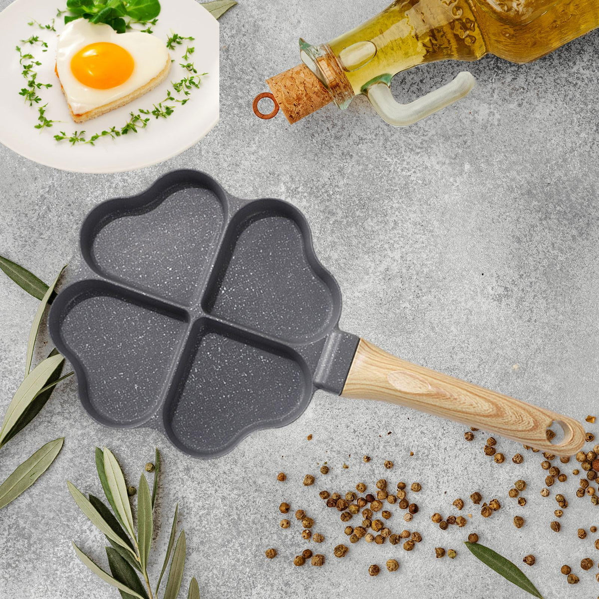 Black 4 Holes Egg Frying Pan X113