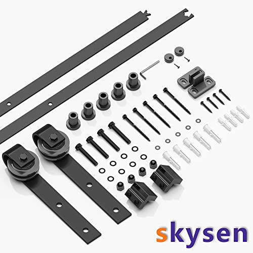 6FT Sliding Barn Door Hardware Kit Black F476