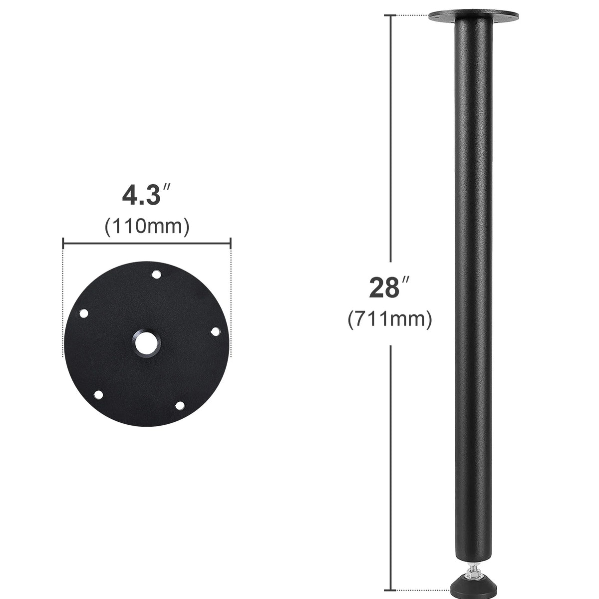 28" Solid Steel Adjustable Desk Legs Set of 4 Black M5110