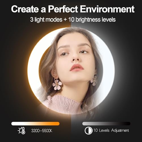 10" Dimmable LED Ring Light with Tripod Stands and Phone Holder Y823