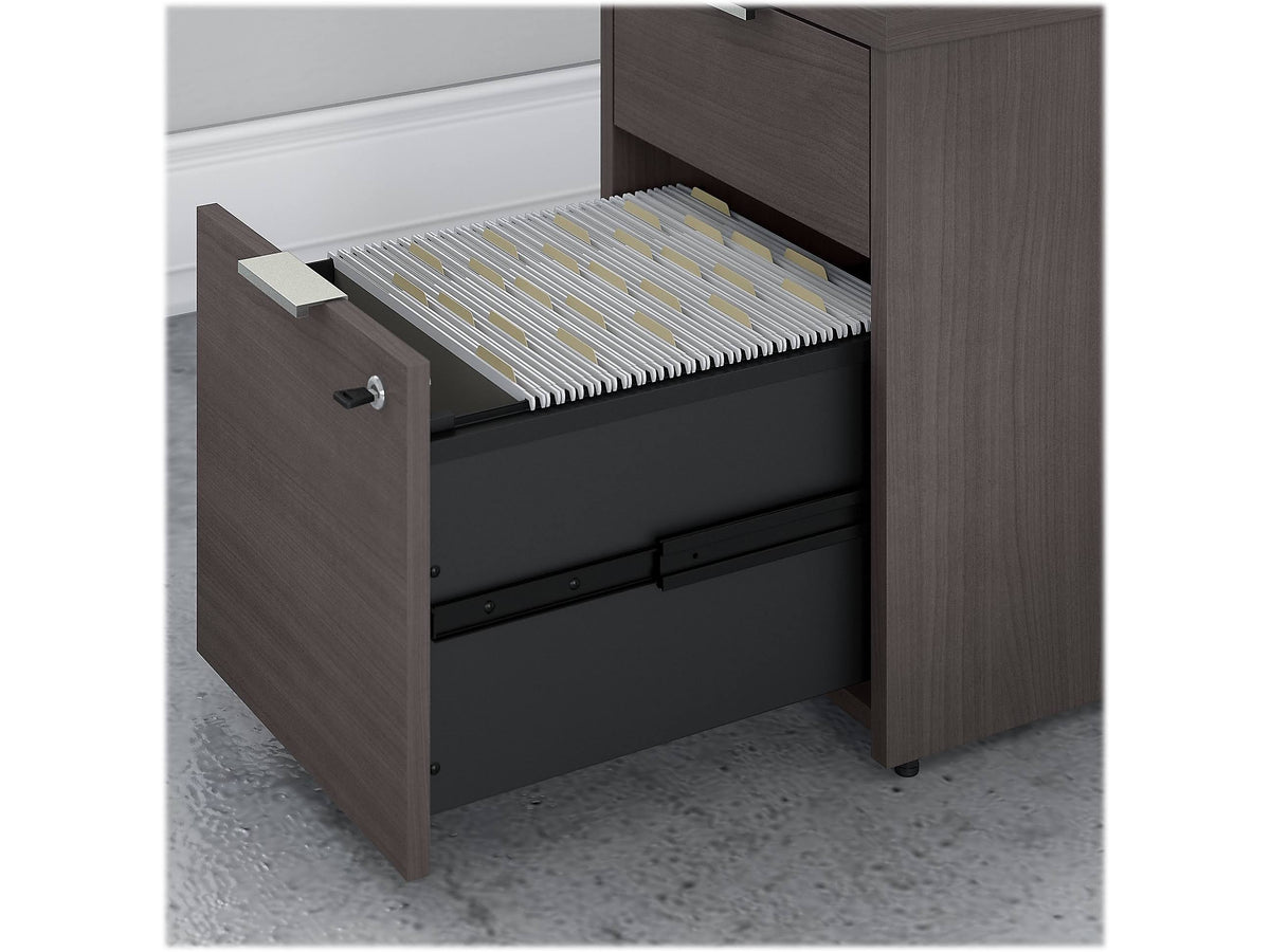 72w Desk with Drawers and Small Storage Cabinet, Storm Gray U97481