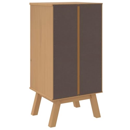 White and Brown Solid Wood Bedside Cabinet with Drawers R7147