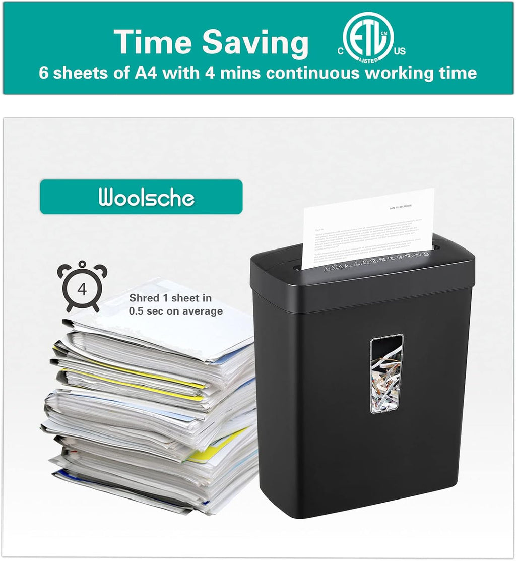 6-Sheet Cross Cut Paper Shredder with Security Lock F48567