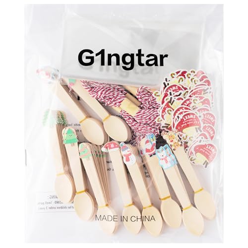 100 Set Christmas Disposable Wooden Spoons K948136