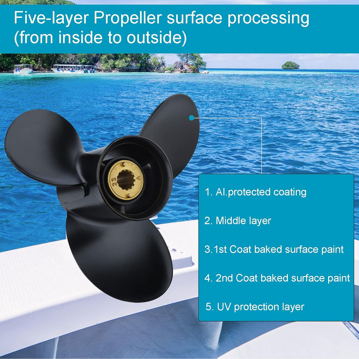 Aluminum Outboard Propeller for Mercury Engines, 13 Spline Tooth, RH, Pack of 2 M6286