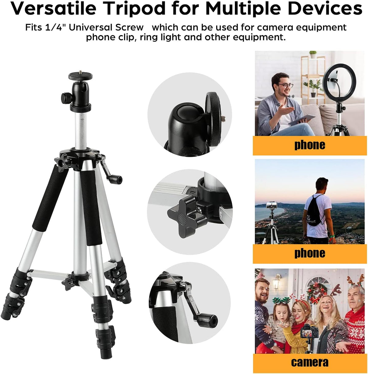 Aluminum Alloy Adjustable Height Tripod Stand with Carry Bag D7432