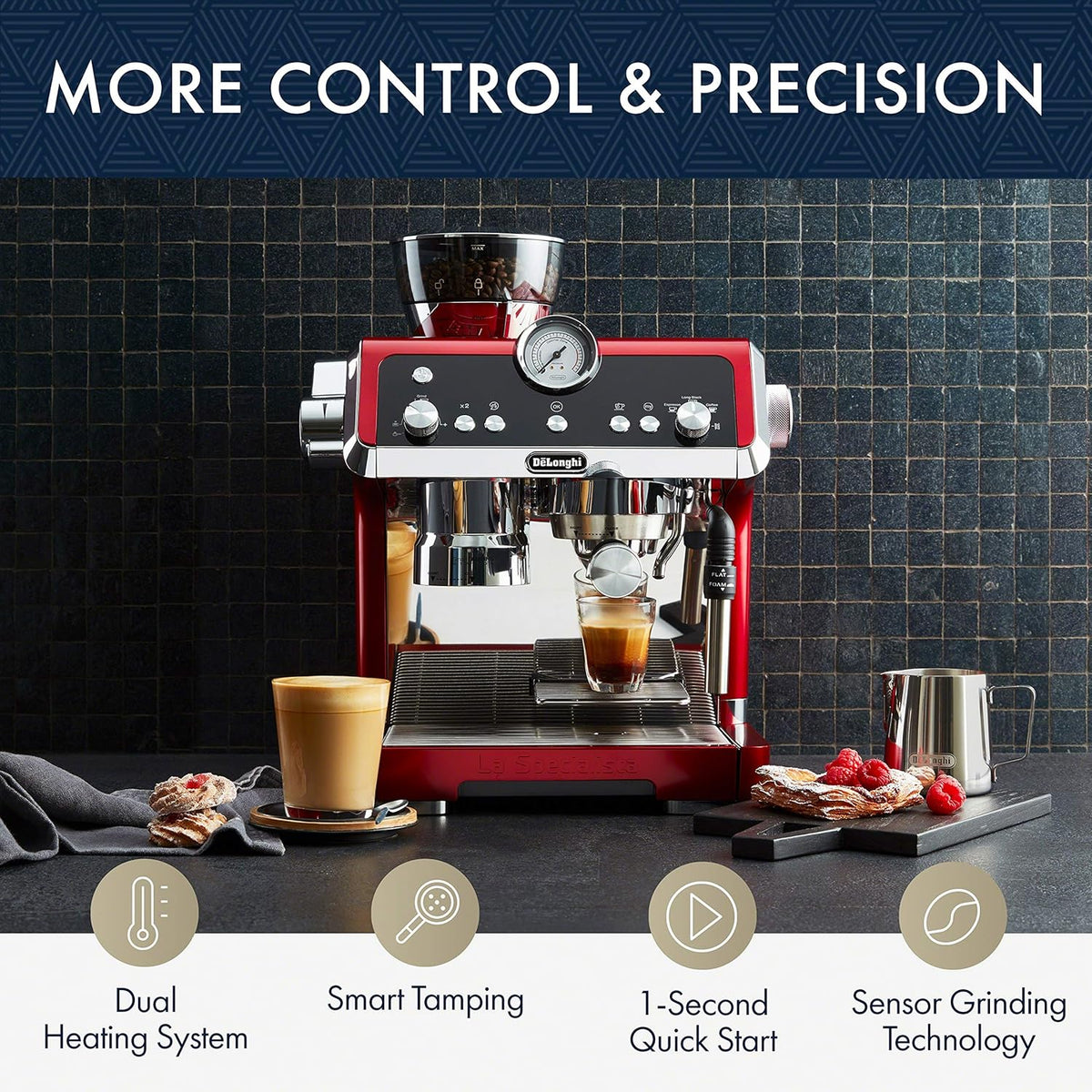 Red Stainless Steel Espresso Machine G15054