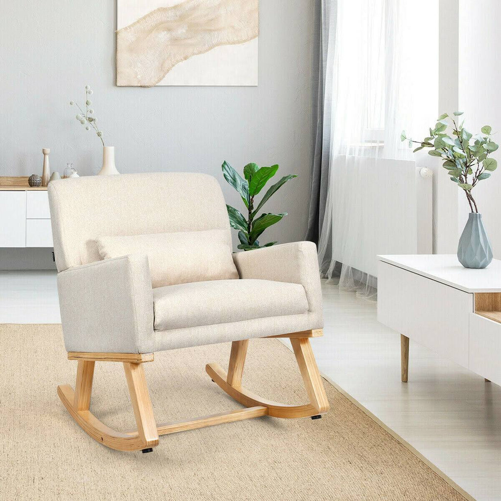 Beige Upholstered Rocking Armchair J951544
