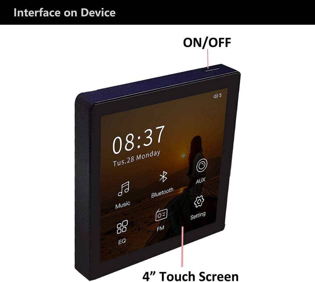 Black Wall Mount Bluetooth Receiver Stereo Audio Amplifier with Touch Screen G646