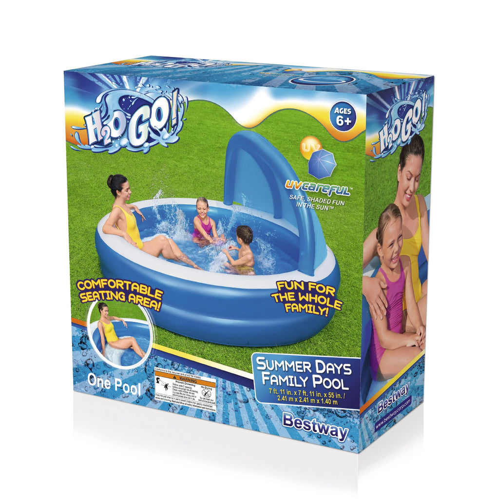 7'11 x 55 Inflatable Round Kiddie Pool with Sunshade W555787
