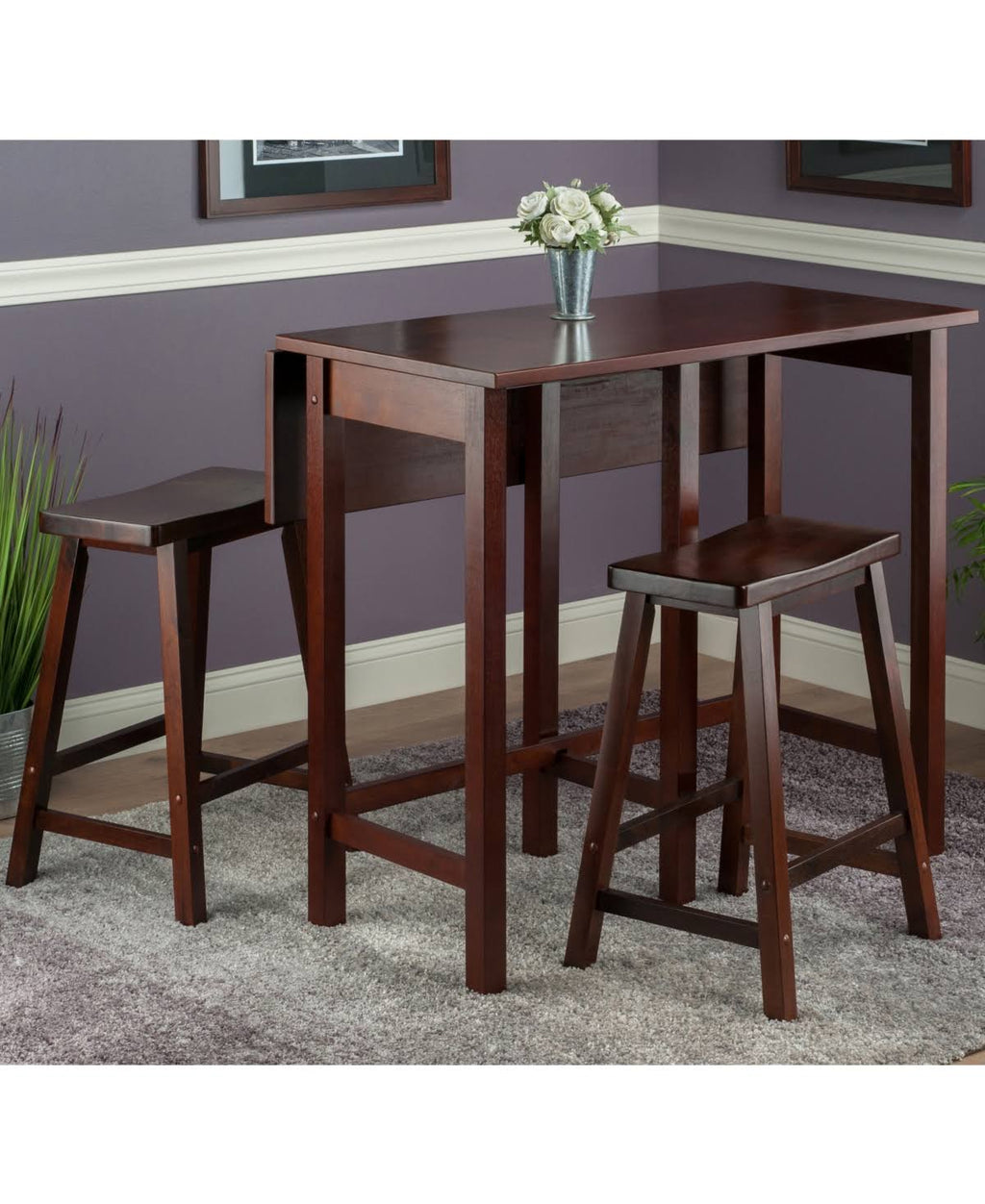 3 Piece High Drop Leaf Table with Saddle Seat Stool L99607