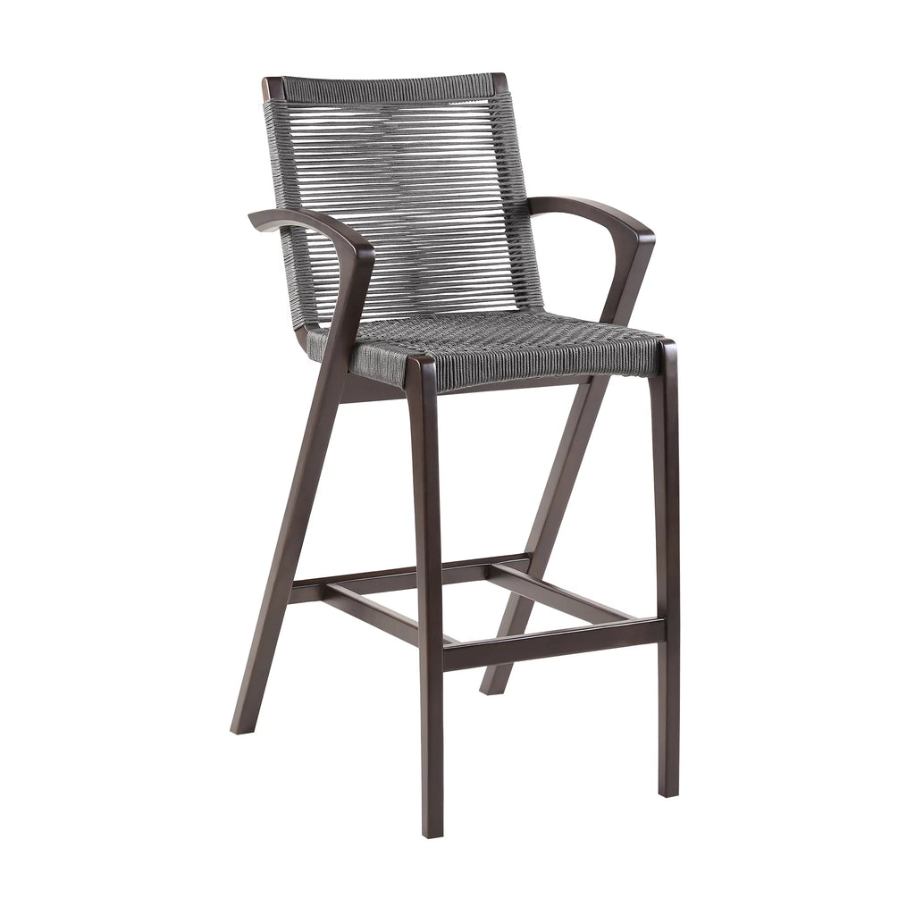 30" Outdoor Wood & Rope Bar Stool U86790