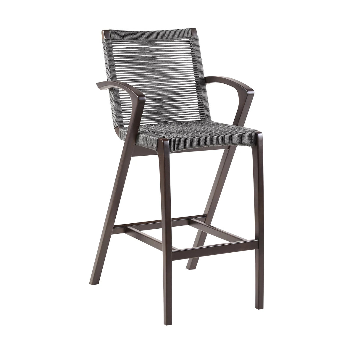 30" Outdoor Wood & Rope Bar Stool U86790