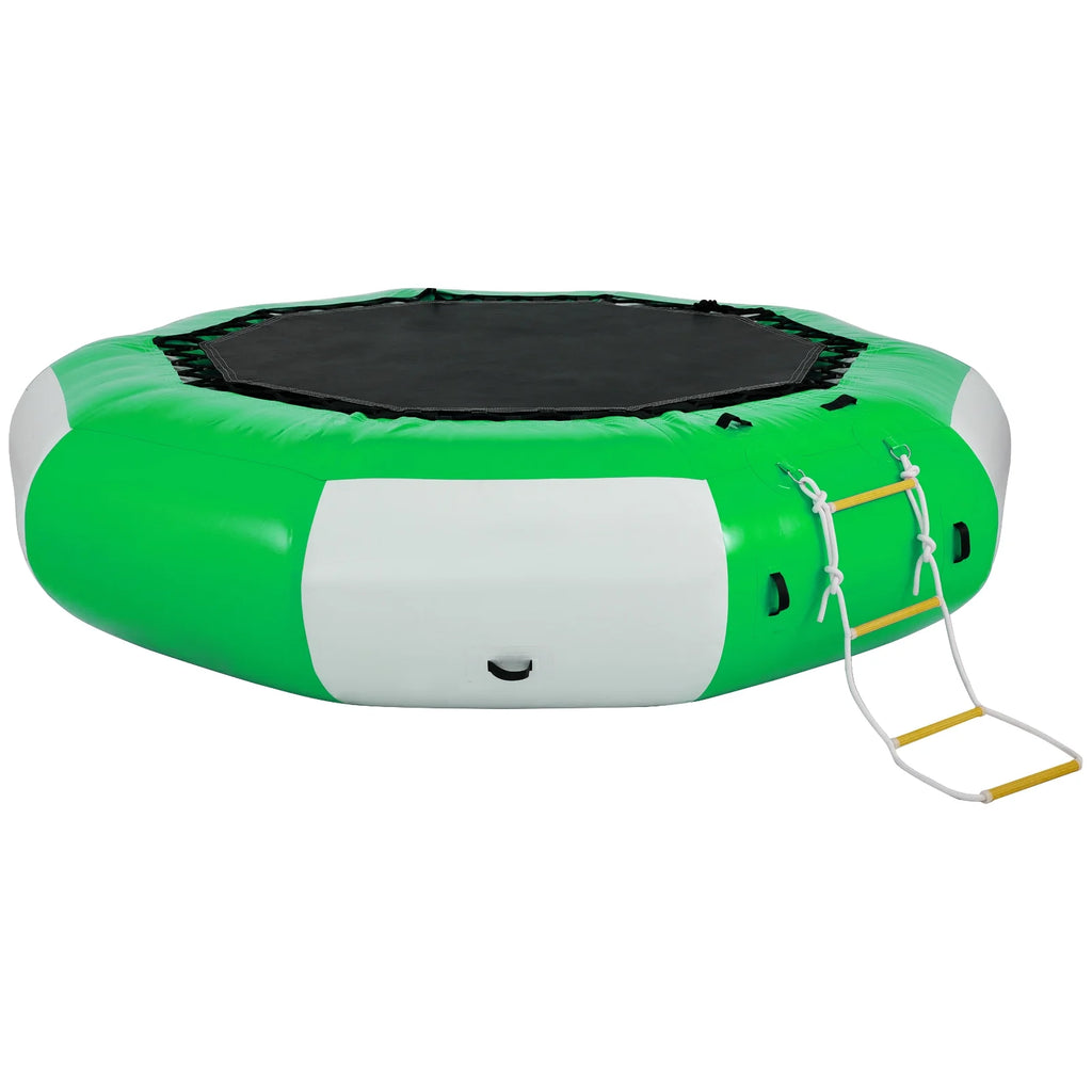 13ft Inflatable Water Bouncer, Green Water Trampoline Swim Platform X372