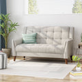 Beige Fabric Tufted Loveseat B411