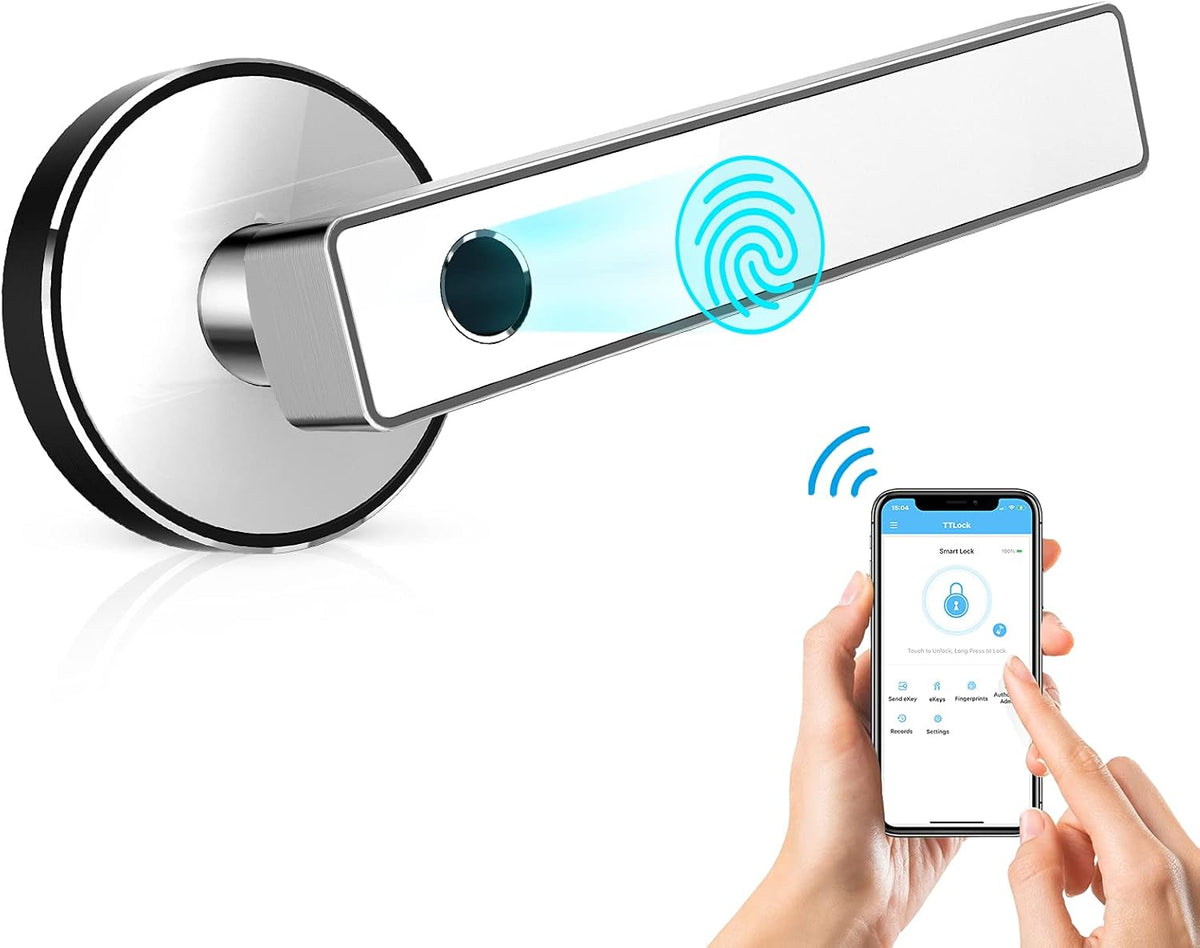 White Smart Fingerprint Deadbolt Door Lock with Handle U3166