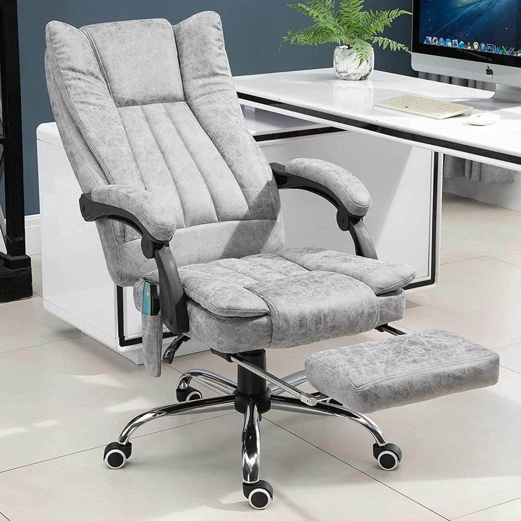 Gray Heated Massage Electric Vibration Reclining Swivel Chair with Pedals Adjustable Back Ergonomic Zero-Gravity Chair P6126