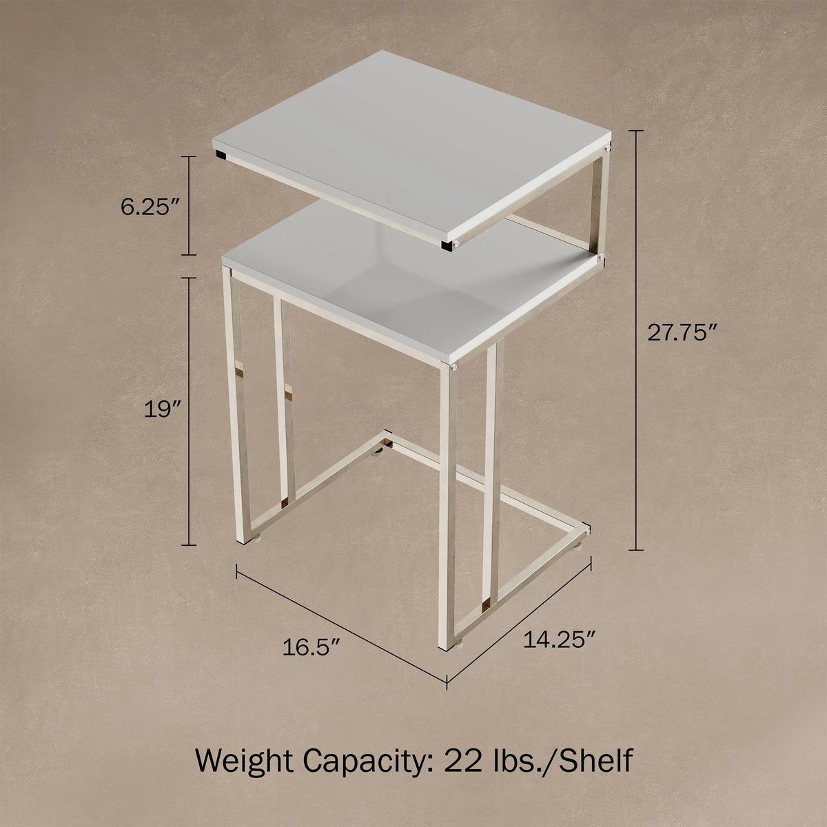 White 2-Tier C-Shaped Side Table H54112