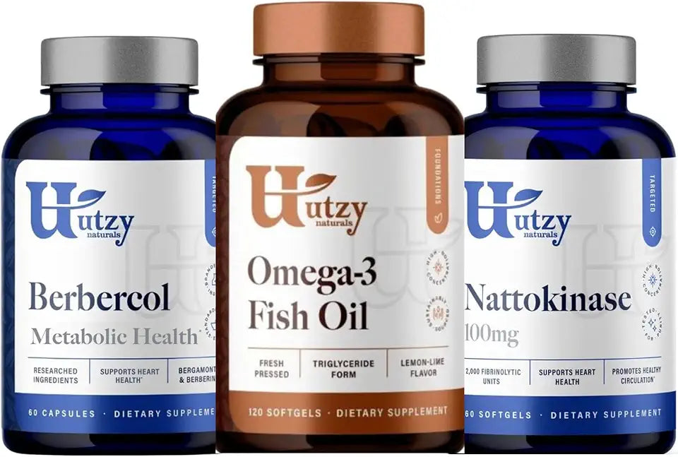 500mg Citrus Bergamot & Berberine Nattokinase 100mg Omega 3 Fish Oil A381
