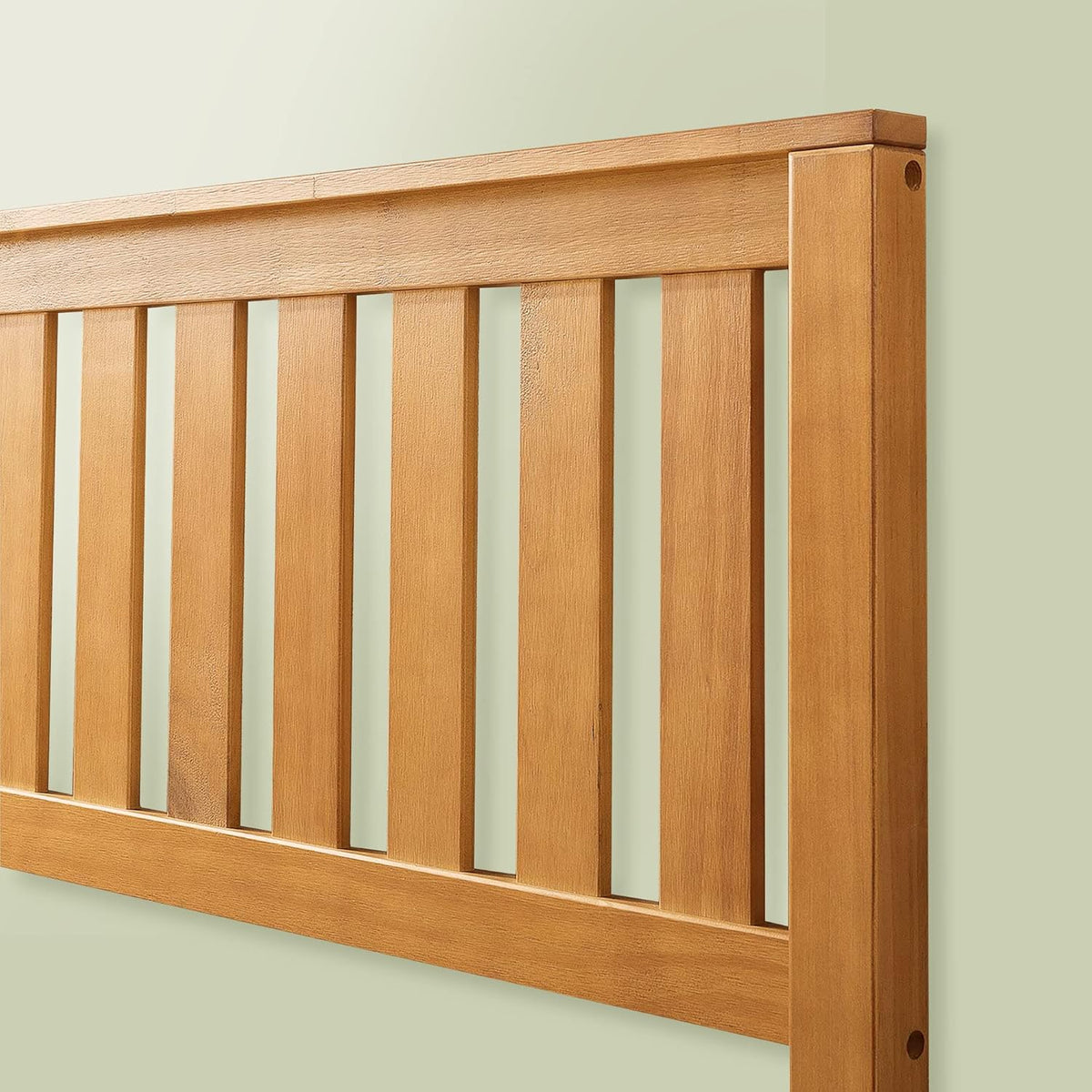 Rustic Pine Twin Wood Platform Bed Frame with Headboard D1994